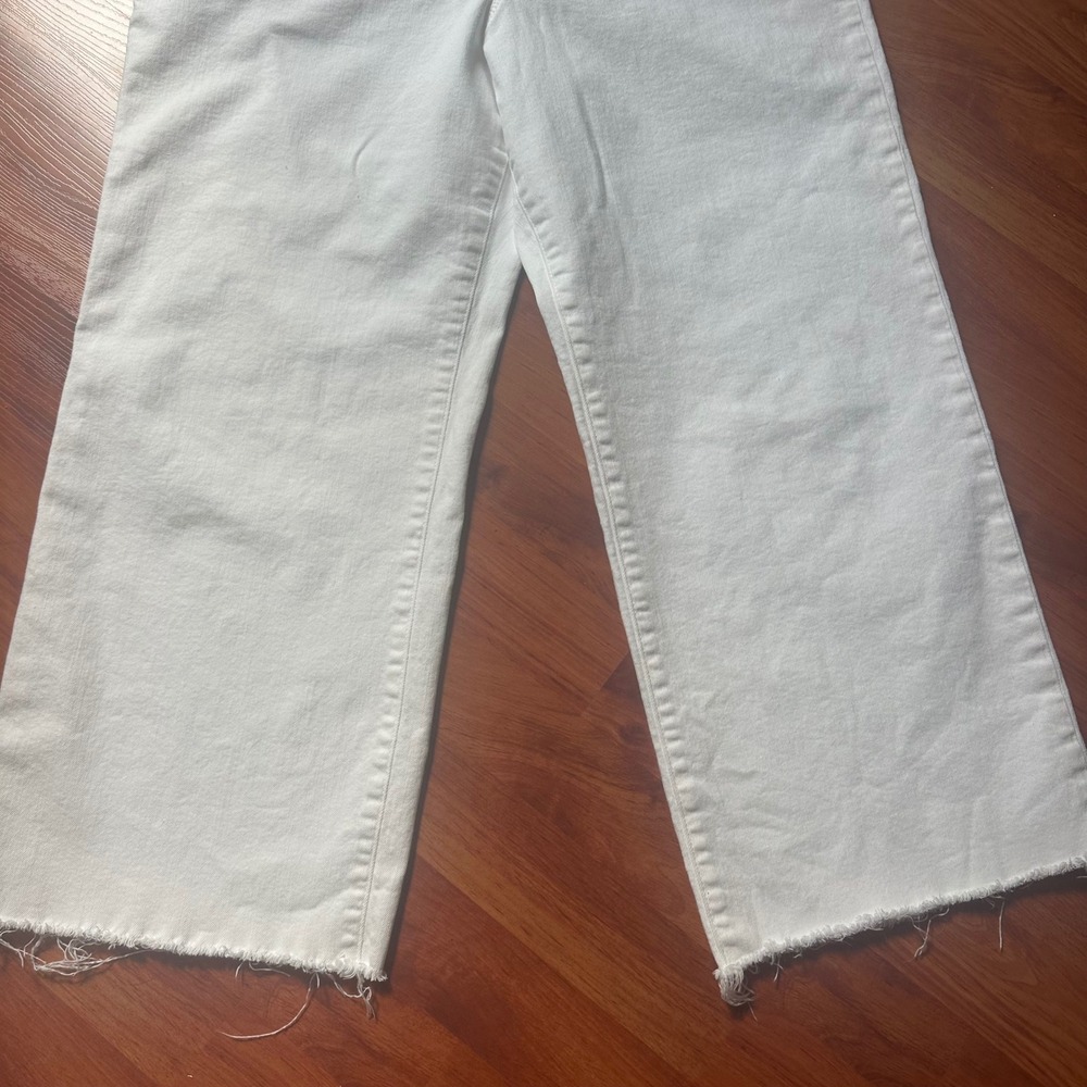 J. Crew Curvy Wide Leg Cropped Jeans in All Day Stretch White Coastal Preppy 33 - Picture 4 of 7